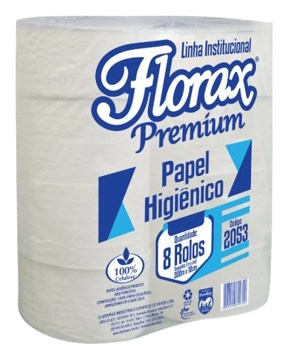 Papel Higiênico Rolão Celulose Florax Premium 8x300m
