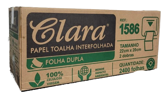 Papel Toalha Interfolha Folha Dupla Clara 2400 fls